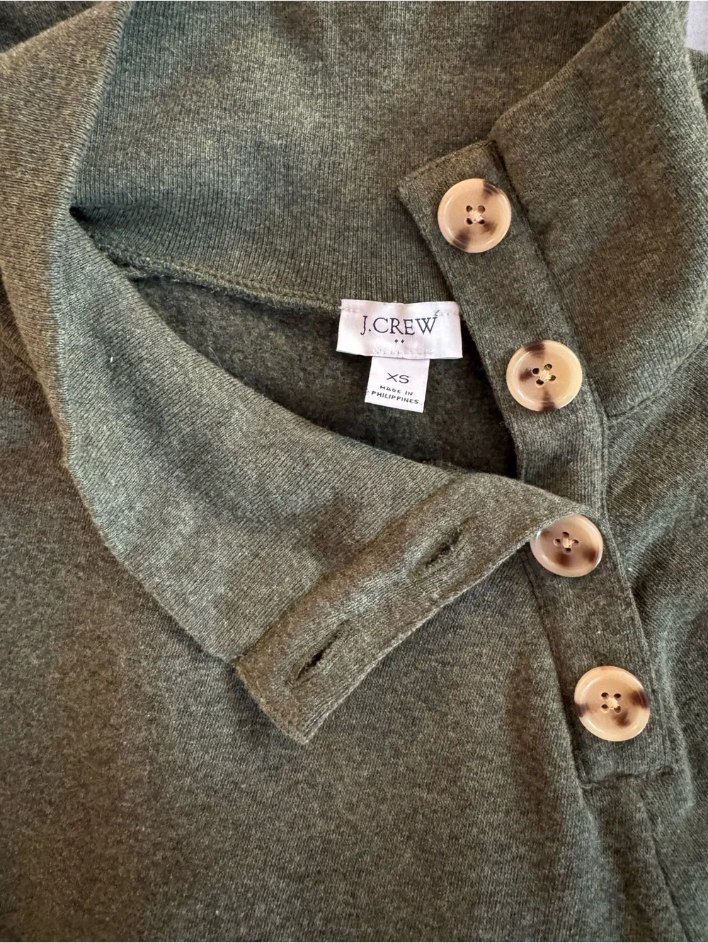 J. Crew Olive Green Button-Shoulder Women’s Sweater